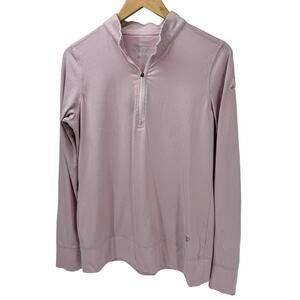 Straight Down 1/4 Zip Womens Large Pink Pullover Long Sleeve Embroidered Logo